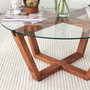 Hanah Home Mesa de Centro Lotus con Cristal Templado y Madera